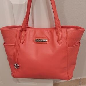 Brighton Coral Tote with Heart Charm - Leather Shoulder Bag